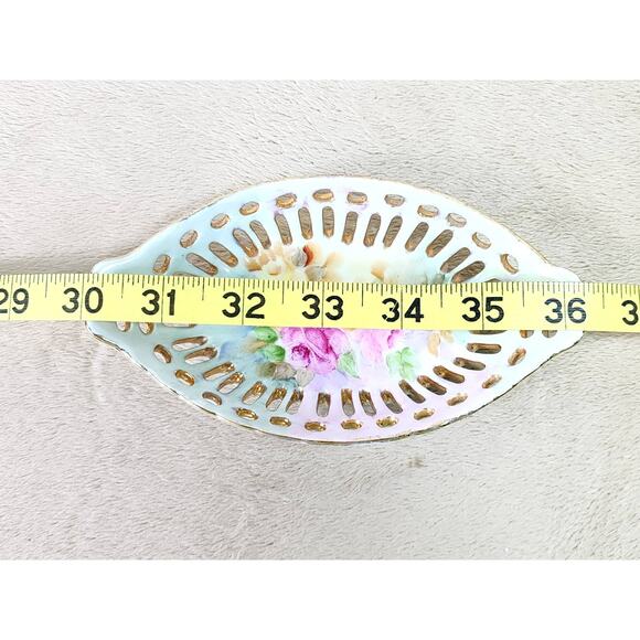 Articulated Candy Dish Trinket Dish 6 1/4" ACI Japan Porcelain Gold Trim 70s Vtg - Picture 10 of 11